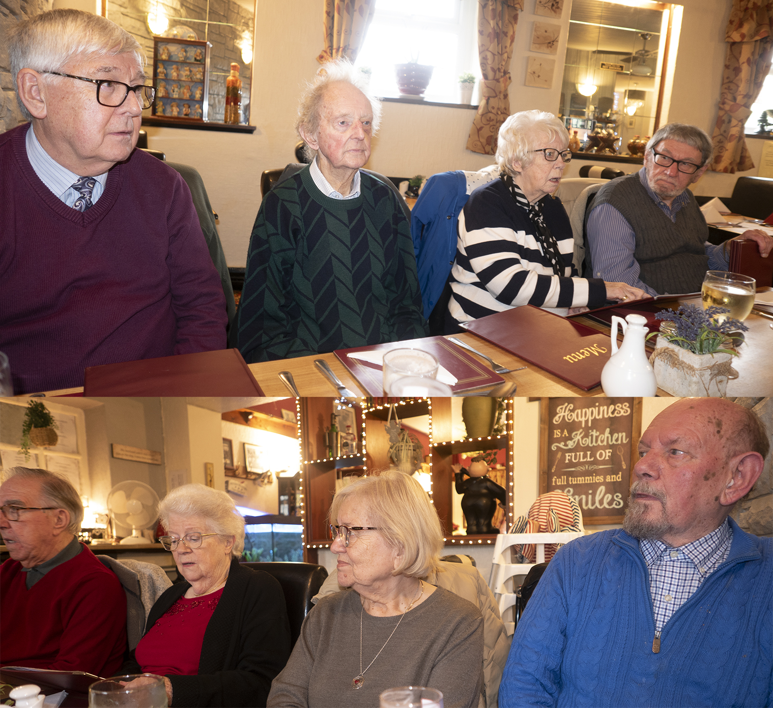 Members of the Rochdale Gramphone Society sitting at table in a restaurant